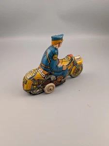Vintage MARX Tin Litho Wind-Up 4.5" Police Motorcycle * ORIGINAL * No Key - Picture 1 of 8