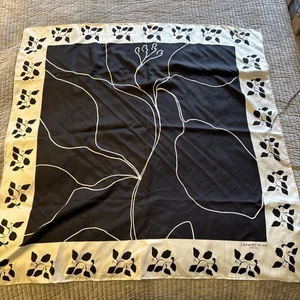 Lafayette 148 Large Silk Scarf Neck Head Square  35” Black/ White Floral - Picture 1 of 11