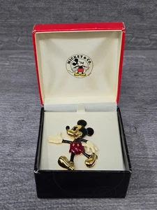 Vintage Signed Disney Napier Mickey Mouse Brooch Gold Tone in Original Box - Picture 1 of 8