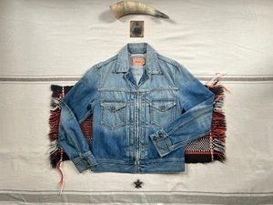 Levi's Type 2 Trucker Jacket S-M Vintage Clothing 2002 Rare Zip Blue Denim Pleat - Picture 1 of 19