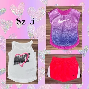 Girls (3pc) Nike T-Shirt, Tank-Top, & Shorts Summer Bundle Sz/ 5 - Picture 1 of 5