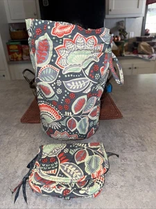 2 Pc Vera Bradley Ditty Bag Nomadic Floral Drawstring Plastic Lined Gray Green - Picture 1 of 6