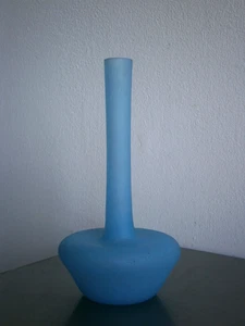Petit Vase Coloquinte Art Déco Pâte de verre Bleu Art Verrier c-1930 Ancien - Imagen 1 de 9