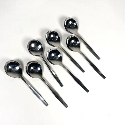 Set of 7 WMF Cromargan Stainless Steel Soup Spoons 6.5" Long Glossy Vintage - Image 1 of 4