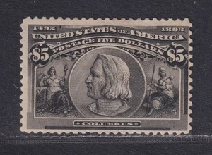 United States Scott 245 MH OG 1893 $5 Columbian Exposition Issue SCV $2400 - Picture 1 of 2