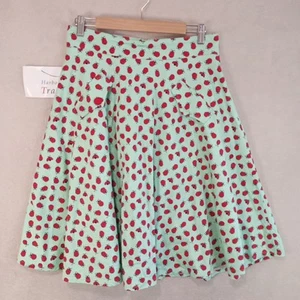 Voodoo Vixen Skirt Rockabilly Swing Blue Red Ladybird Ladybug L Large 12 Cotton - Picture 1 of 12