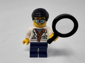 Lego City Jungle Scientist Minifigure cty0789 Lab Coat 60157 Magnifying Glass