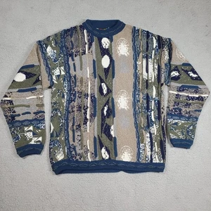 Suéter Bergati Tejido 3D Hombres Grande Azul Verde Abstracto Abuelo De Colección Y2K Crosby - Imagen 1 de 9