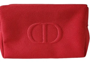 Christian Dior Red Cosmetics Cloth Makeup Pouch With Top Zipper Pre-Owned - Picture 1 of 5