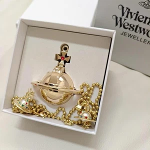 *US Seller* Vivienne Westwood Orb Lighter Necklace Two Orbs Chain * Ready Ship* - Picture 1 of 12