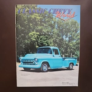 Marzo 2001 Classic Chevy World Magazine 1957 Chevy Half Ton Pick-up 1957 Bel Air - Foto 1 di 13