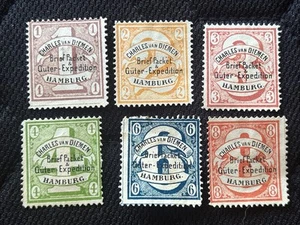 Germany/Hamburg 6 local stamps for Charles Van Diemen Expedition Unused Hinged - Picture 1 of 3