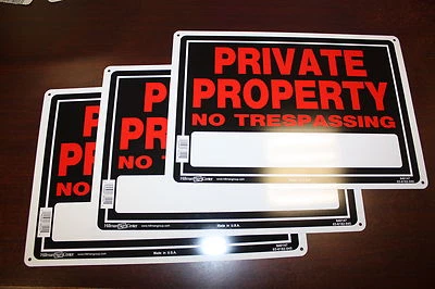 3 set PRIVATE PROPERTY NO TRESPASSING 10" x 14" Aluminum ( metal ) Sign Hillman