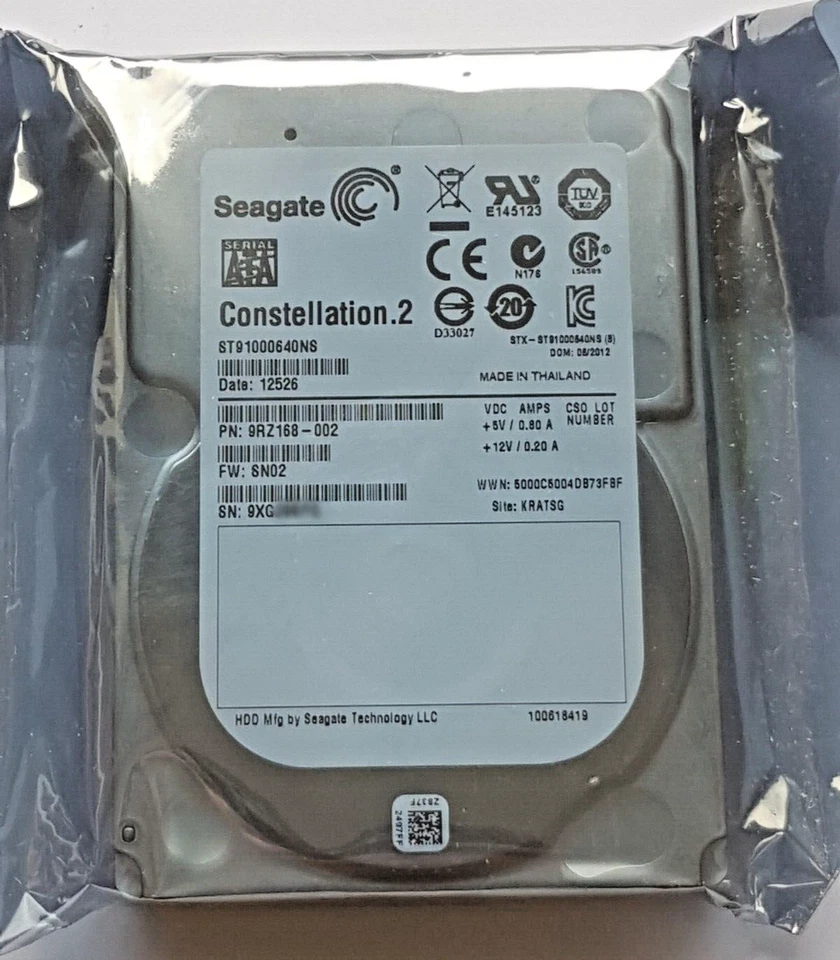 1 TB SATA Seagate Constellation. 2 ST91000640NS 7200rpm 64MB 2.5" Hard drive New - Image 1 of 1