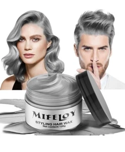 Temporary Silver Gray Hair Spray Color Wax with Dye Brush, Instant Natural Cream - Picture 1 of 6
