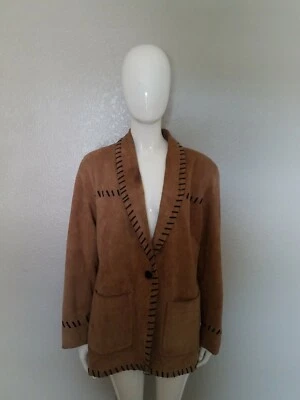 Cripple Creek 棕色/深骆驼色黑色绒面皮夹克(大号) — 第 1/4 张图片