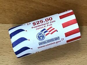 2009-D James K. Polk Presidential Dollars Sealed US Mint BU Roll of 25 E6375