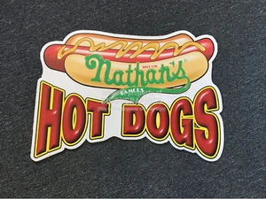 AUCTION IS FOR TWO SAME SIZE NATHANS HOT DOGS CORRUGATED PLASTIC SIGNS - Picture 1 of 6