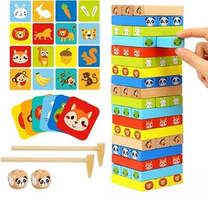 TOOKYLAND Jeu de Tour Écroulée en Bois - 82pcs - Blocs à Empiler, 3 Ans + - Photo 1 sur 9