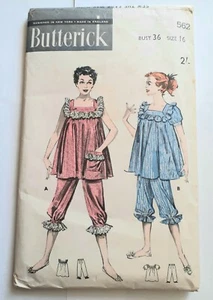 Vintage 1950s women's pyjamas butterick sewing pattern B36 W28 - Picture 1 of 4