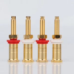 4Stück Kupfer Vergoldet Lautsprecher Binding Posts HIFI Banana Buchse Terminal - Picture 1 of 10