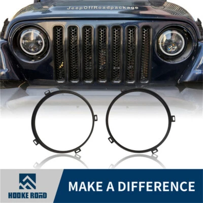 Cubierta de faro Hooke Road 7"" soporte de anillo redondo para Jeep Wrangler JK 2007-2018 Foto 1 de 4