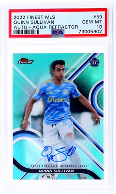 2022 Finest MLS Quinn Sullivan Auto Aqua Refractor #QS /75 PSA 10 - Image 1 of 2