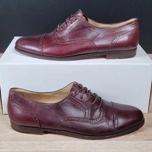 Bragano Oxford Shoes Mens Size 10.5 M Brown Red Brogue Cap Toe Leather Italy - Picture 1 of 8