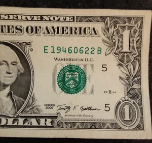 $1 Bill, Birthday/Anniv, Aug 11, 1947 or Nov 8, 1947; B 11 08 1947 A - Picture 1 of 2