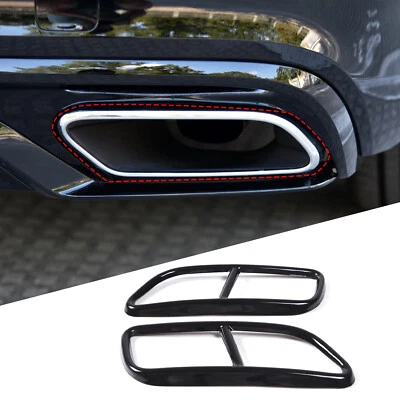 2PCS Black Steel Car Exhaust Pipe Muffler Cover Trim For Volvo S60 2014-2019 - image 1 of 4