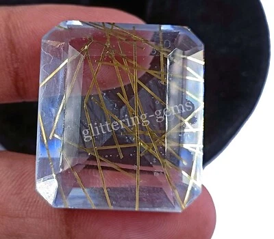 Bi Color Certified Emerald Cut 94.55 CT Rutilated Quartz Loose Gemstone NA - Image 1 of 4
