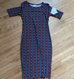 NWT LuLaRoe Julia Dress Womens XXS Geometric Print Knee Length Short Sleeve - Picture 1 of 5