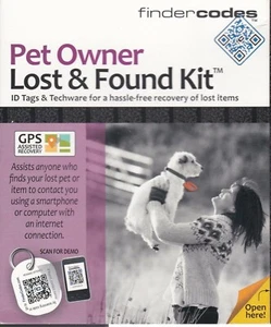 FinderCodes Pet Owner Lost & Found Kit with ID Tags & Techware (po) - Picture 1 of 2