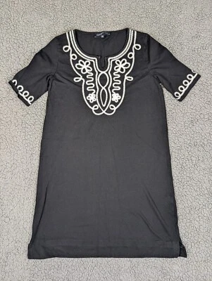 JONES NEW YORK Dress Black W/ White Collar Embroidery Stretch Sheath Dress Sz M - Image 1 of 4