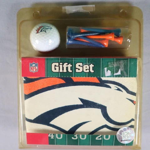 Vintage Denver Broncos Golf Gift Set Towel Ball Tees McArthur Towel & Sports NIP Cover