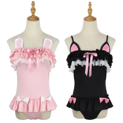 Lindo traje de baño japonés Kawaii Clothing Harajuku traje de baño gato orejas de conejo bikini Foto 1 de 4