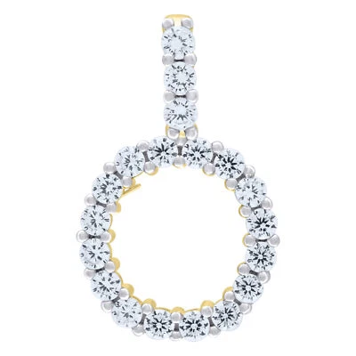 925 Argento Sterling Zirconia Cubica Iniziale O Ciondolo Piccolo Unisex Giallo - Immagine 1 di 2