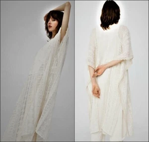 VESTIDO MAXI MANGO KIMONO TÚNICA BORDADO VESTIDO LARGO BORDADO S M L - Imagen 1 de 12