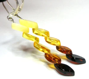 Pendiente ámbar báltico genuino escalones yema de huevo miel coñac cereza - Imagen 1 de 17