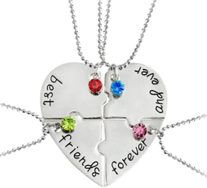 Best Friends Forever and Ever Necklace with Crystal Broken Heart Charm Pendant S - Picture 1 of 12