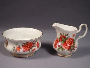 Royal Albert Centennial Rose Creamer Milk Jug Open Sugar Bowl SET Red England - Picture 1 of 2