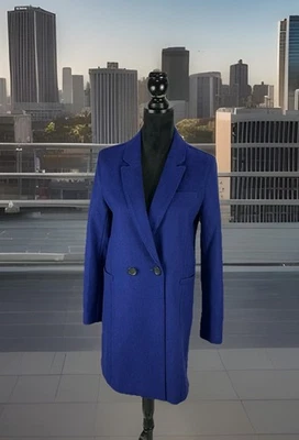 Banana Republic Trench Coat Wool Blend Double Breasted Blue Mid-length Size S - Image 1 of 4