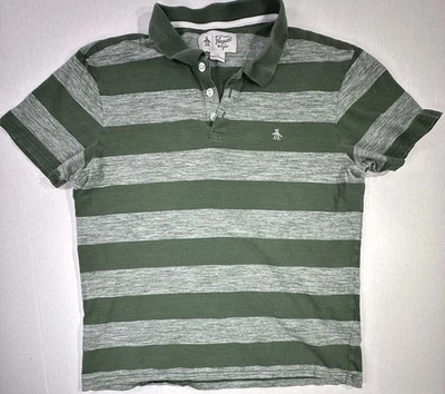 Polo Original Penguin Verde Gris Rayas Manga Corta Hombre Talla Grande L Foto 1 de 4