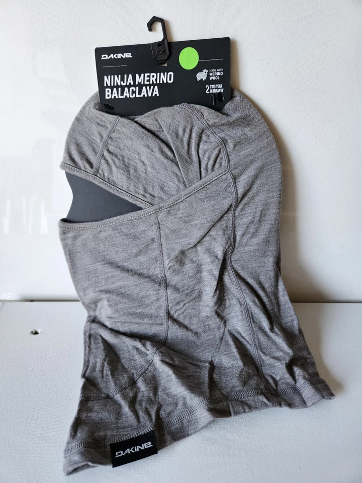 Dakine Ninja Marino Balaclava 男女通用 O/S 灰色 美利奴羊毛制造 全新 — 第 1/3 张图片