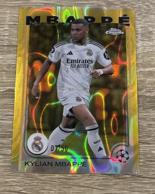 2025 Topps Chrome UEFA Real Madrid Kylian Mbappe Gold Lava Refractor 7/50 - Image 1 of 2
