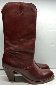 Vintage Dingo Brown Leather High Heel Boots Women’s Sz 6 Western Cowboy Boho - Picture 1 of 12