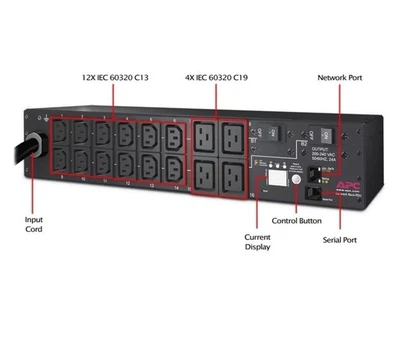 APC Rack Mount PDU, Metered 208V/30A, (16) Outlets (MODEL: AP7811B) - Image 1 of 4