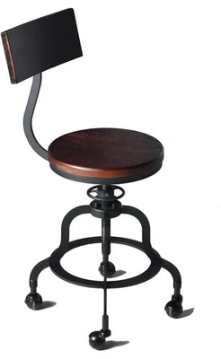 Rolling Stool with Backrest & 4 Wheels, 18.5"-22.44" Counter Adjustable Swivel  - Image 1 of 4