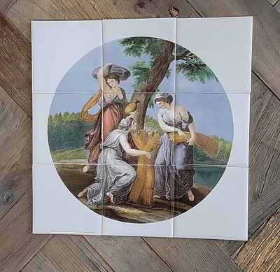 Mural de cerâmica arte em mosaico feminino colheita cena romântica BACKPLASH - Imagem 1 de 3