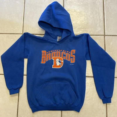 Sudadera con Capucha De Colección Años 90 Denver Broncos JUVENTUD GRANDE GRANDE Gráfico Logo 7 Pullover Foto 1 de 4